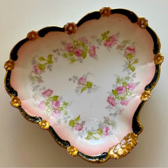 Vintage Limoges Jean Pouyat Heart-Shaped Dish Antique Limoges Porcelain Dish